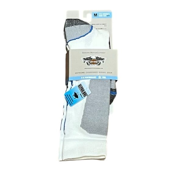 Harley-Davidson Extreme Cushion Riding Socks, White and Gray, Size M, NWT - Picture 1 of 5